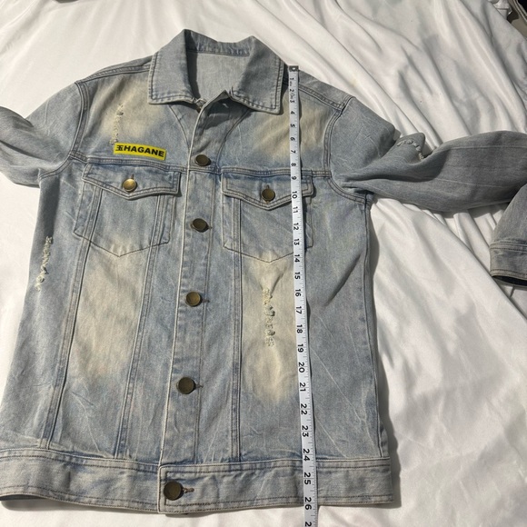 Bibisama Anime Hagane Jean Jacket Distressed Light Blue Denim Size 2 (Medium) - Picture 8 of 14